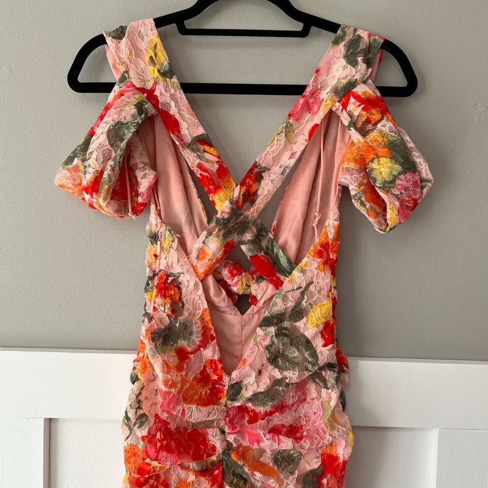 NWT For Love and Lemons Beth Midi Floral Lace Dress in Pink - Picture 10 of 12